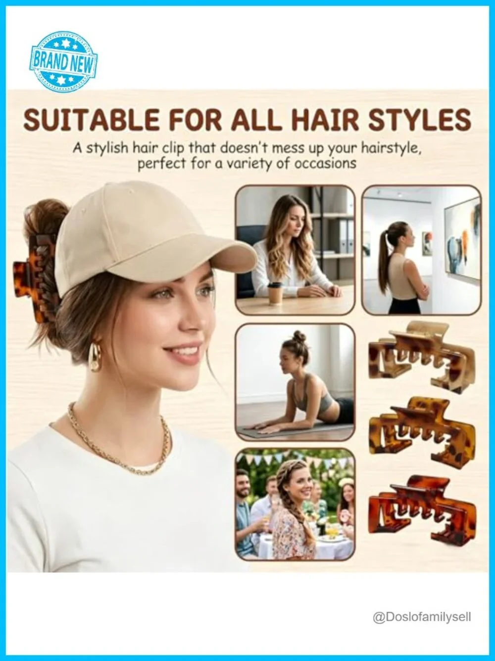 4 Notched Square Non-Slip Hat Claw Clips for Baseball Caps Strong Hold